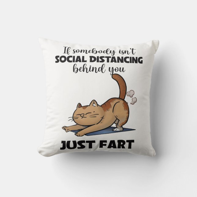 Funny Cat Social Distancing Sprichwort Kissen (Vorderseite)