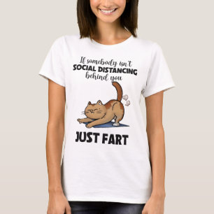 Funny Cat Social Distancing Sprichwort T-Shirt