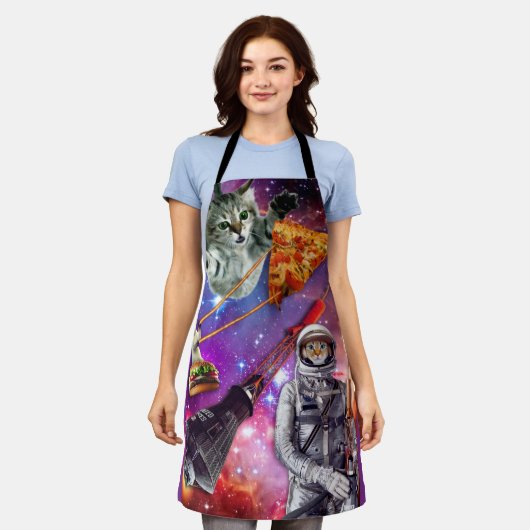 Funny Cat Space Pizza Hamburger Food  Schürze (Getragen)