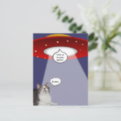 Funny Cat & Spaceship Postkarte (Stehend Vorderseite)