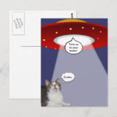 Funny Cat & Spaceship Postkarte (Vorne/Hinten)