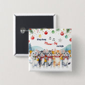 Funny Cat Spaß Cartoon Wasserfarbe Weihnachten Button (Vorne & Hinten)