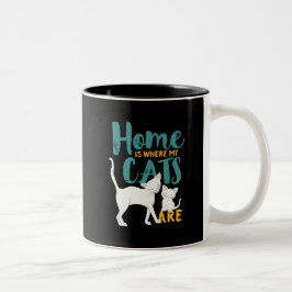Funny Cat Spaß Zuhause ist, wo die Katzen sind Zweifarbige Tasse