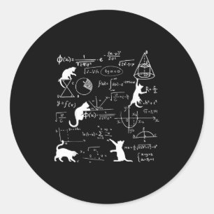 Funny Cat spielen mit Mathe Formeln Kitten Katze u Runder Aufkleber