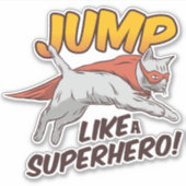 Funny Cat springt wie ein Superheld Masked Kitty Aufkleber (Vorderseite)