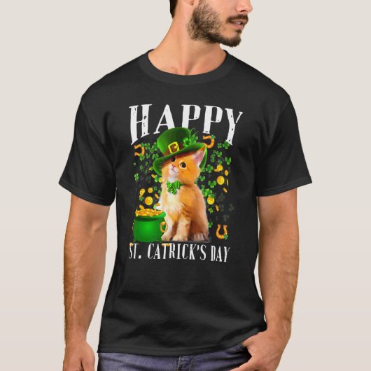 Funny Cat St Patrick Day Happy Catrick's Day T-Shirt (Vorderseite)