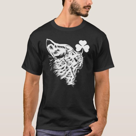 Funny Cat St Patricks Day Kleeblatt T-Shirt (Vorderseite)