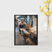 Funny Cat Stealing Fi-shirt Karte (Gelbe Blume)