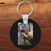 Funny Cat Stealing Fi-shirt  Schlüsselanhänger (Vorderseite)