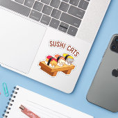 Funny Cat Sticker - SUSHI CATS (Laptop mit iPhone)