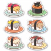 Funny Cat Stickers - SUSHI CATS 6-Pack Aufkleber (Vorderseite)