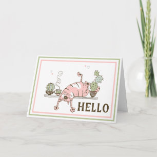 Funny Cat Stretching Blank Inside Grußkarte Karte