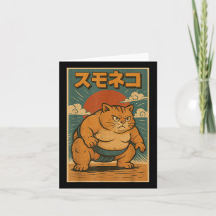 Funny Cat Sumo Wrestler Japanisch Kunst Anime Ukiy Karte