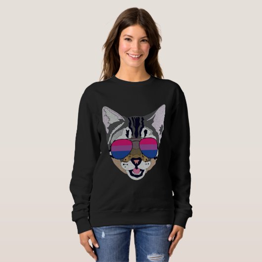 Funny Cat Sunglasses Bisexual Bi Pride Flag Gift Sweatshirt (Vorne ganz)