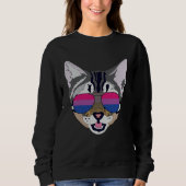 Funny Cat Sunglasses Bisexual Bi Pride Flag Gift Sweatshirt (Vorderseite)