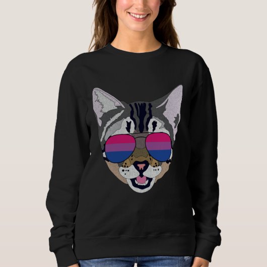 Funny Cat Sunglasses Bisexual Bi Pride Flag Gift Sweatshirt (Vorderseite)