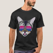 Funny Cat Sunglasses Bisexual Bi Pride Flag Gift T-Shirt (Vorderseite)