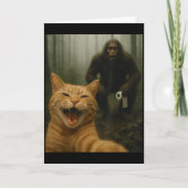Funny Cat Surprised Happy Selfie With Bigfoot Sasq Karte (Vorderseite)
