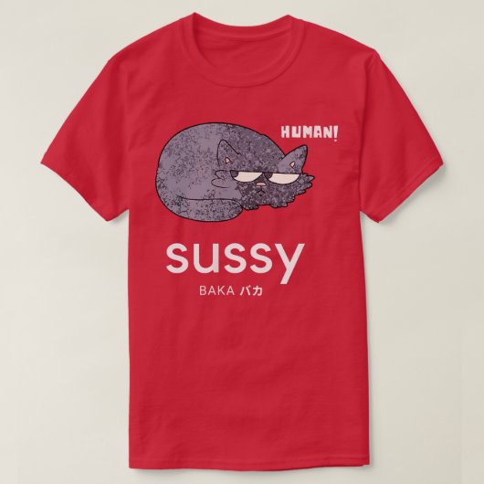 Funny Cat Suspicious Human Sussy Baka Japan Cat L T-Shirt (Design vorne)