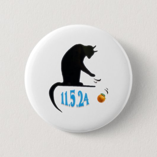 Funny Cat Swatting Orange Off Table On Election Da Button (Vorderseite)