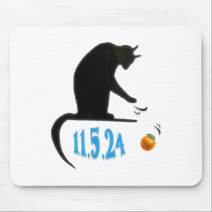 Funny Cat Swatting Orange Off Table On Election Da Mousepad