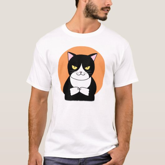 Funny Cat T - Shirt Evil Cat Grafisches T-Shirt Ba (Vorderseite)
