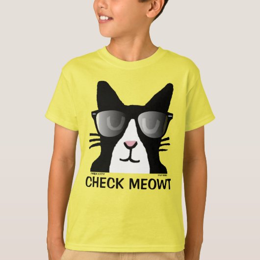 Funny Cat T - Shirt für Kinder, KARO MEOWT (Vorderseite)
