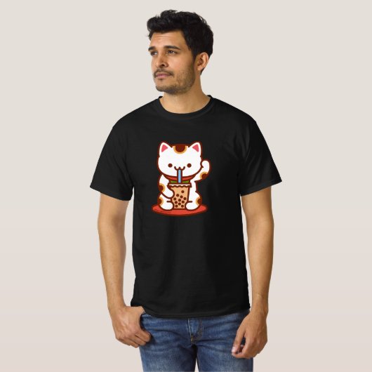 Funny Cat T - Shirt - MANEKI-NEKO BOBA KIT-TEA (Vorne ganz)