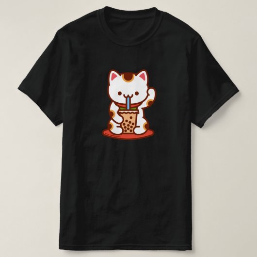 Funny Cat T - Shirt - MANEKI-NEKO BOBA KIT-TEA (Design vorne)