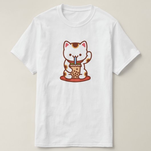 Funny Cat T - Shirt - MANEKI-NEKO BOBA KIT-TEA (Design vorne)