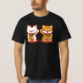 Funny Cat T - Shirt - Maneki-neko Hoch fünf (Vorderseite)