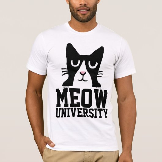 Funny Cat T - Shirt, MEOW UNIVERSITY T-Shirt (Vorderseite)