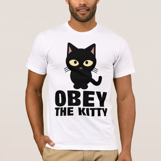 FUNNY CAT T - Shirt, OBEY THE KITTY T-Shirt (Vorderseite)