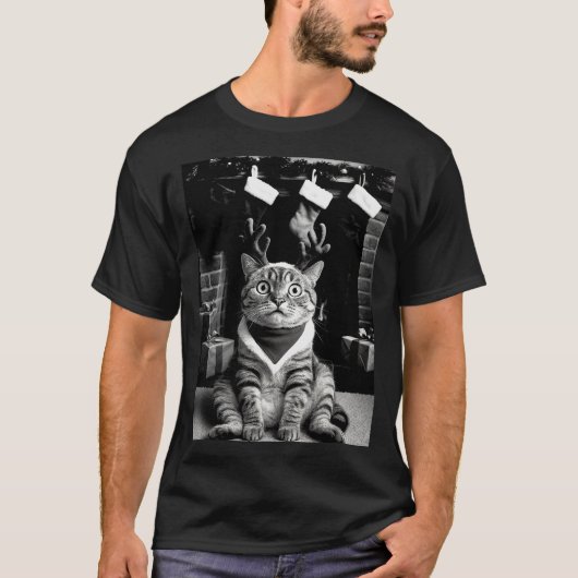 Funny Cat Taking A Selfie Christmas Xmas Pajamas H T-Shirt (Vorderseite)