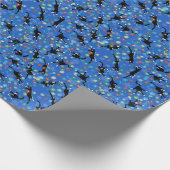 Funny Cat Tangle in Weihnachtslicht Geschenkpapier (Ecke)