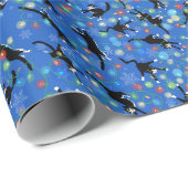 Funny Cat Tangle in Weihnachtslicht Geschenkpapier (Rolleneckpunkt)