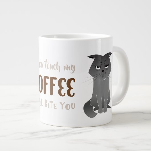 Funny Cat Tasse - Grumpy Gray Cat (Vorderseite Rechts)