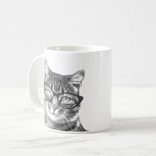 Funny Cat Tasse | Kitten mit Nerdbrille (Vorderseite Links)