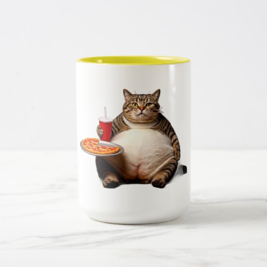 Funny Cat Tasse - Pizza Lover Geschenk Kaffee Cup (Mittel)
