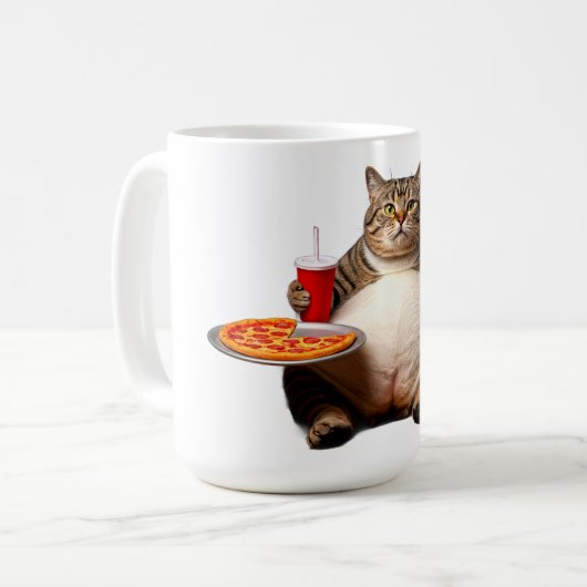 Funny Cat Tasse - Pizza Lover Geschenk Kaffee Cup (Vorderseite Links)