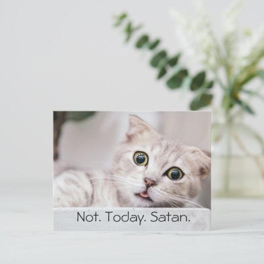 Funny Cat Text Postkarte (Stehend Vorderseite)