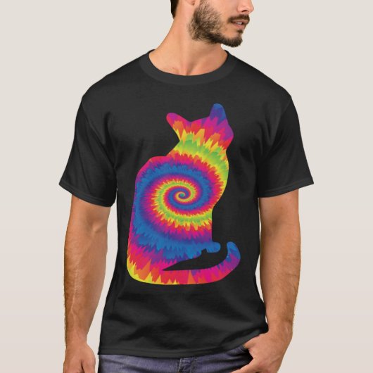 Funny Cat Tie Dye Rainbow Hippie Costume Hippy The T-Shirt (Vorderseite)