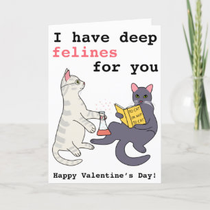Funny Cat Tiefenfelines Cartoon Valentinstag Feiertagskarte