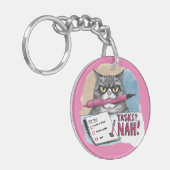 Funny Cat To Do List Pink Schlüsselanhänger (Vorderseite links)