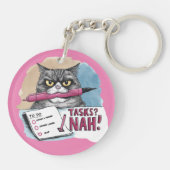 Funny Cat To Do List Pink Schlüsselanhänger (Rückseite)