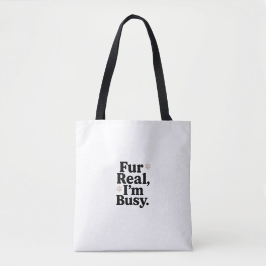 Funny Cat Tote Bag – "Fur Real I'm Busy"_ Cute bag Tasche (Vorderseite)