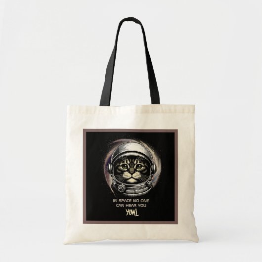 Funny Cat Tote Bag Space Parody - Bearbeitbarer Te Tragetasche (Vorne)