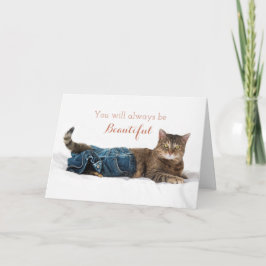 Funny Cat trägt Jeans Geburtstagskarte für sie Karte