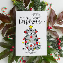 Funny Cat Tree Pet Lover Merry Catmas Flat