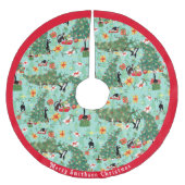 Funny Cat trifft Weihnachtsbaum Polyester Weihnachtsbaumdecke (Vorderseite)